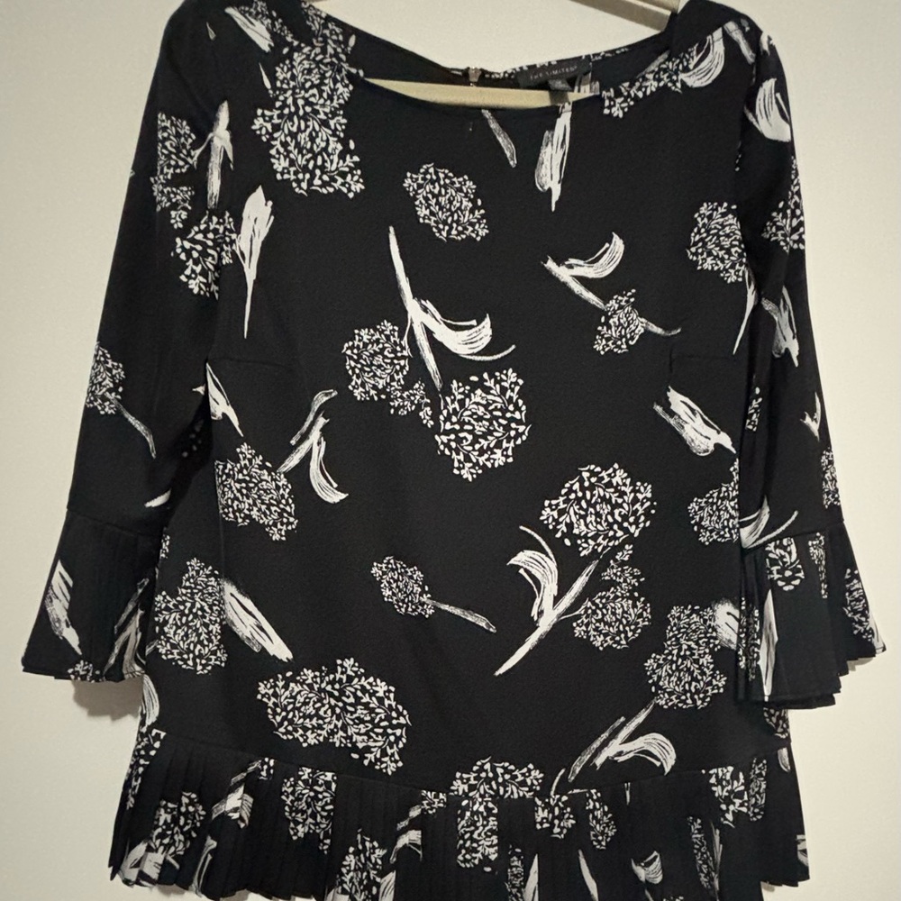 The Limited Black and White Floral Blouse
